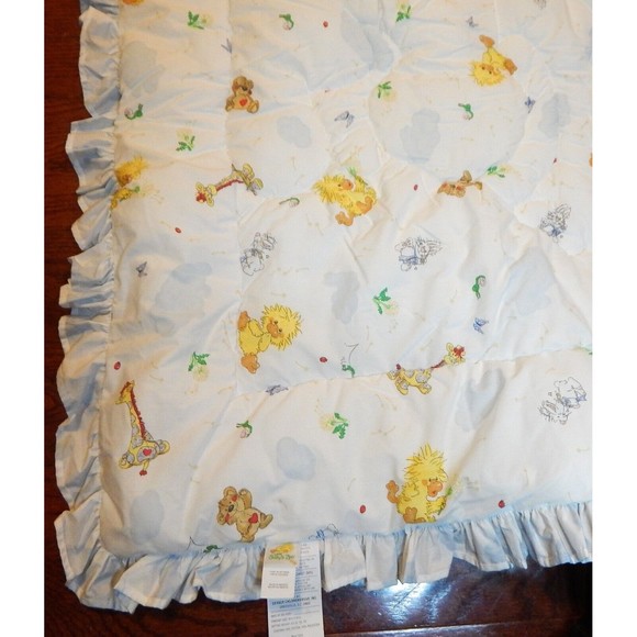 Little Suzys Zoo Baby Crib Quilt Duck Giraffe Bear Ruffled Edge Gerber - Picture 8 of 13